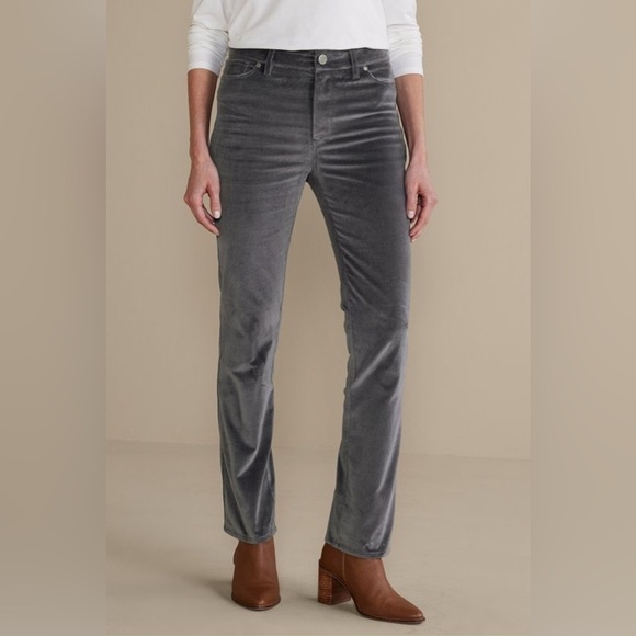 NWT Soft surroundings velvet grey Blakely Velveteen Pants‎ size 12P 5 pocket - Picture 1 of 11